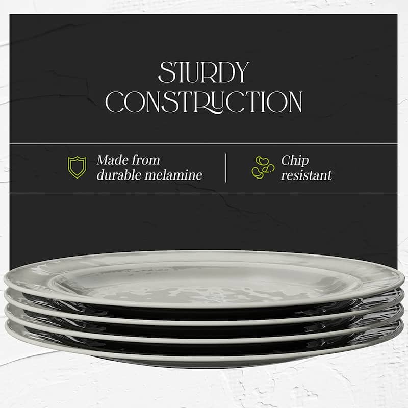 Fifth Avenue Melamine Salad Plates, Lightweight Plates, Set of 4 - 11 Inch