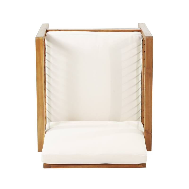 Set of 2, Acacia Wood Outdoor Club Chair, Deep Seating with Soft Cushion, Porch Chairs for Garden, Backyard Porch Balcony