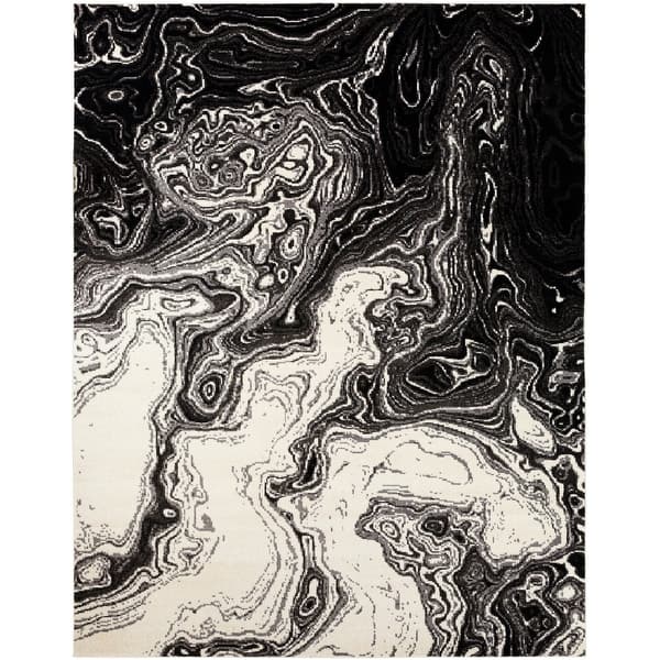 slide 2 of 8, Madeline Mystic Black & Grey Area Rug - 7'11" x 10' 7'11" x 10' - Black