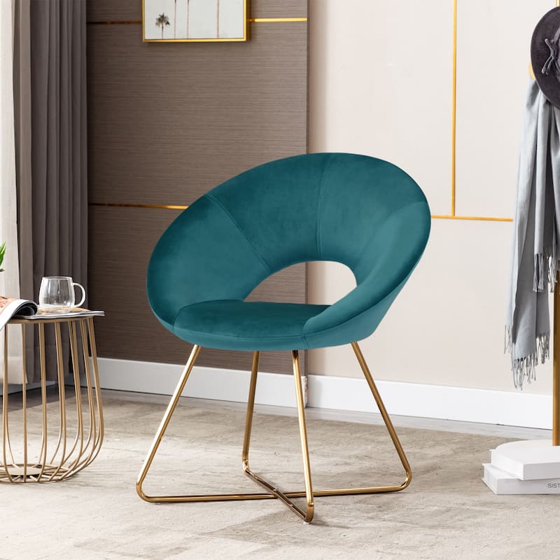 Modern Velvet Upholstered Accent Chair Vanity Leisure Chair