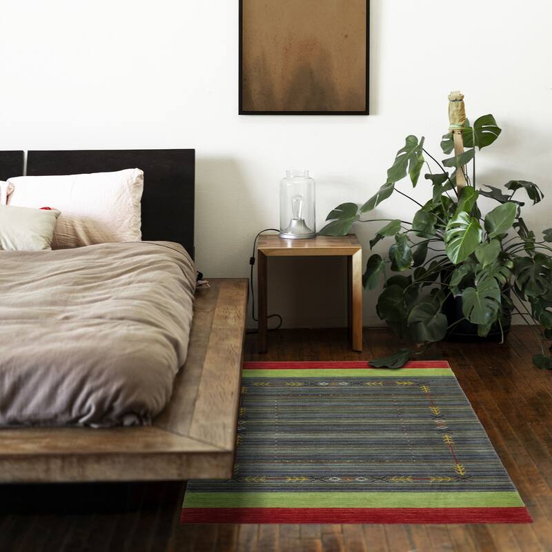 ECARPETGALLERY Hand Loomed Kashkuli Gabbeh Grey Wool Rug - 3'11 x 5'7