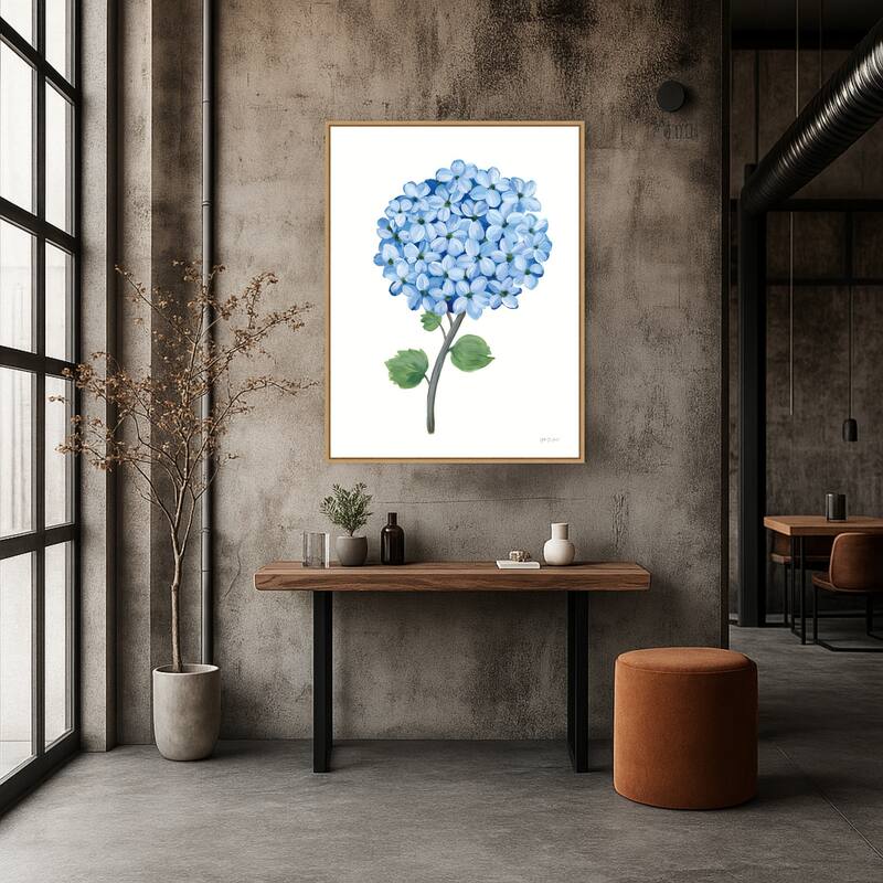 Nantucket Blue Hydrangea No. 1 by Yvette St. Amant Framed Canvas Wall Art Print