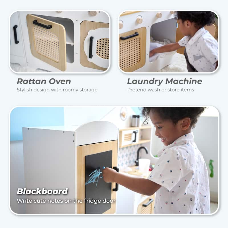 Teamson Kids Little Chef Morocco Play Kitchen & Accessories, White/Natural
