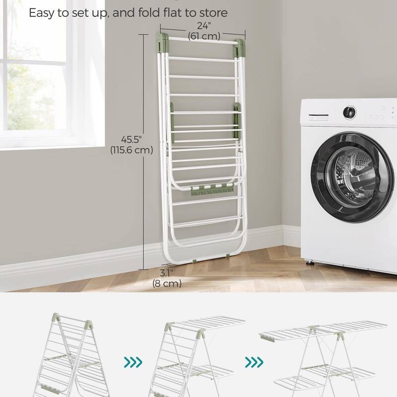 Clothes Drying Rack, Foldable 2-Level Laundry Drying Rac - 2 Tiers（22"D x 61.8"W x 64.3''H )