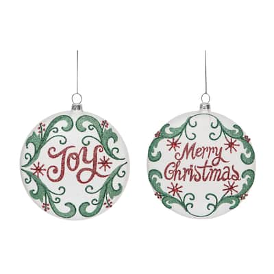 Transpac Glass 5.5 in. Multicolored Christmas Painted Vintage Holiday Ornament Set of 2