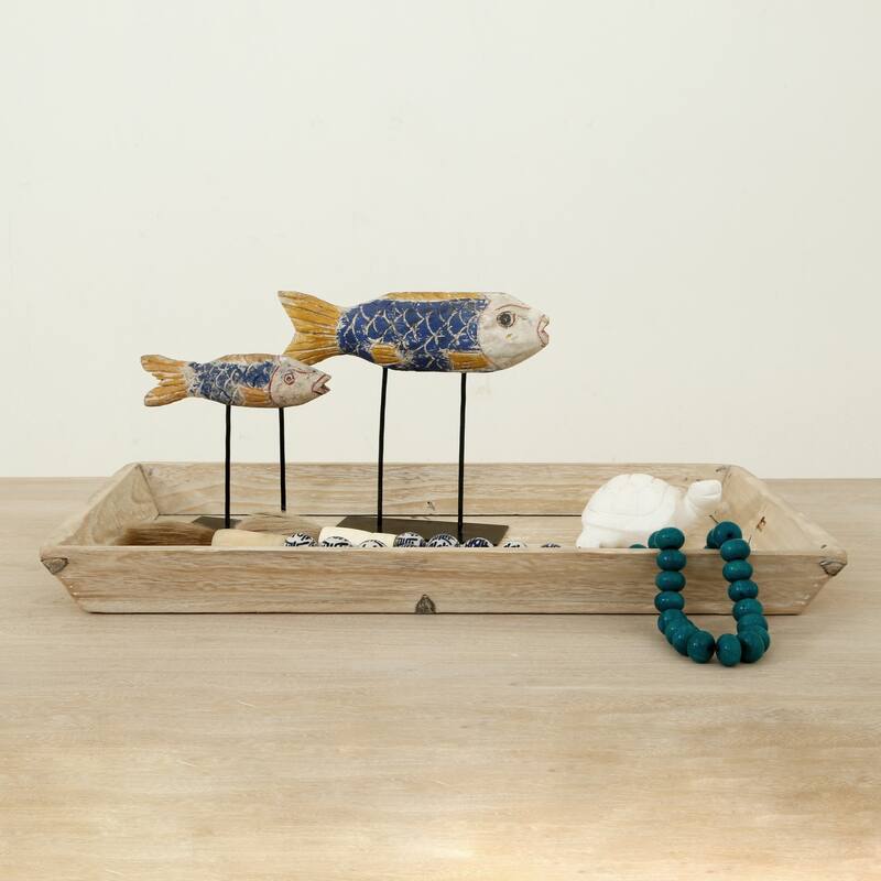 Artissance 28" Reclaimed Wood Tray Off White Wash - Weathered White Wash