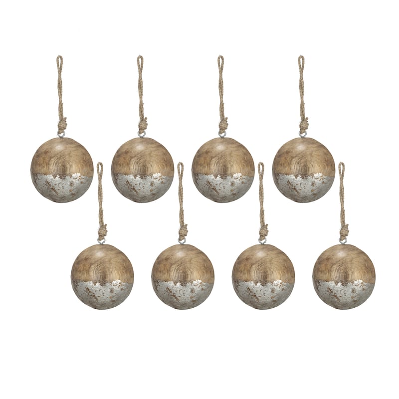 D4" Christmas Ball Ornaments, Wood Decorative Hanging Ball Christmas Tree Ornaments for Holiday Decorations, Set of 8