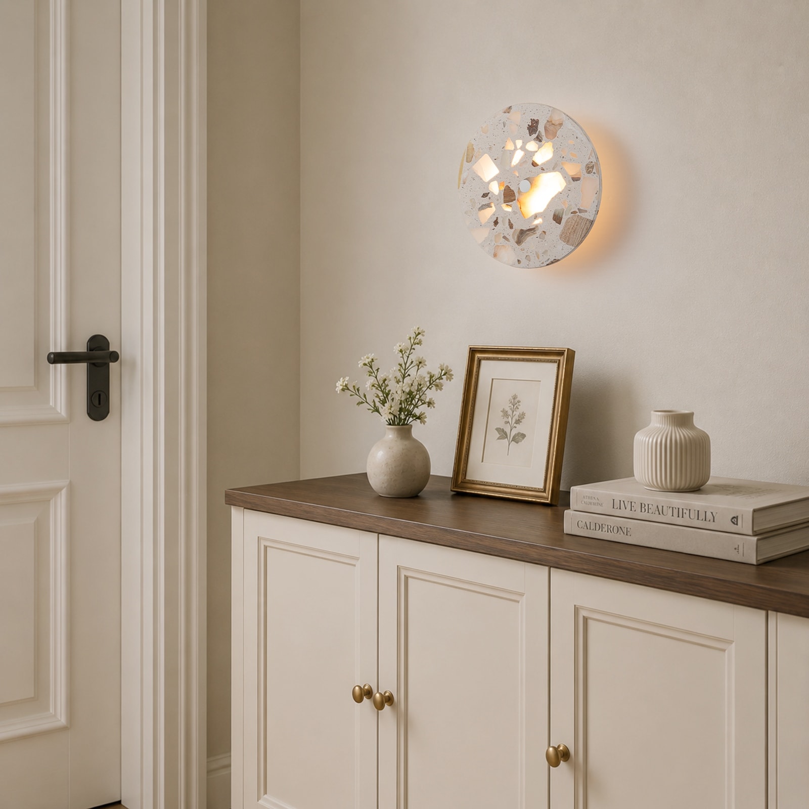 Terrazzo LED Wall Light with Multicolor Marble Pattern Fixture