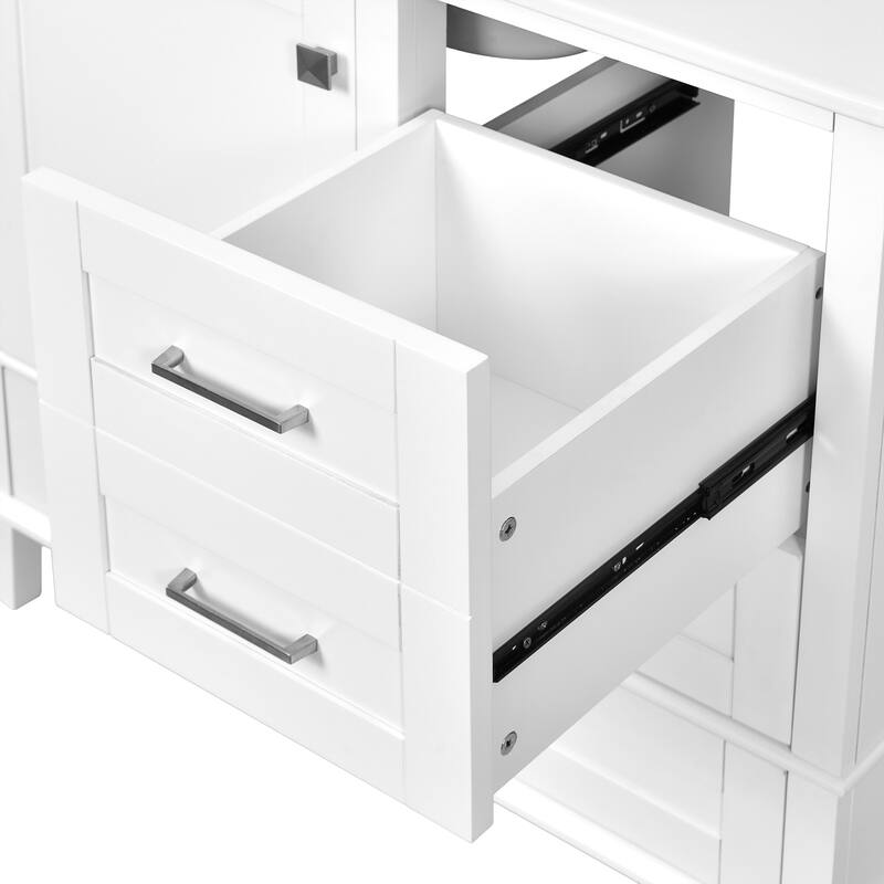 Simple Freestanding Bathroom Vanity Storage Cabinet with 3 Drawers of Different Sizes, Soft Close Door and Metal Handles