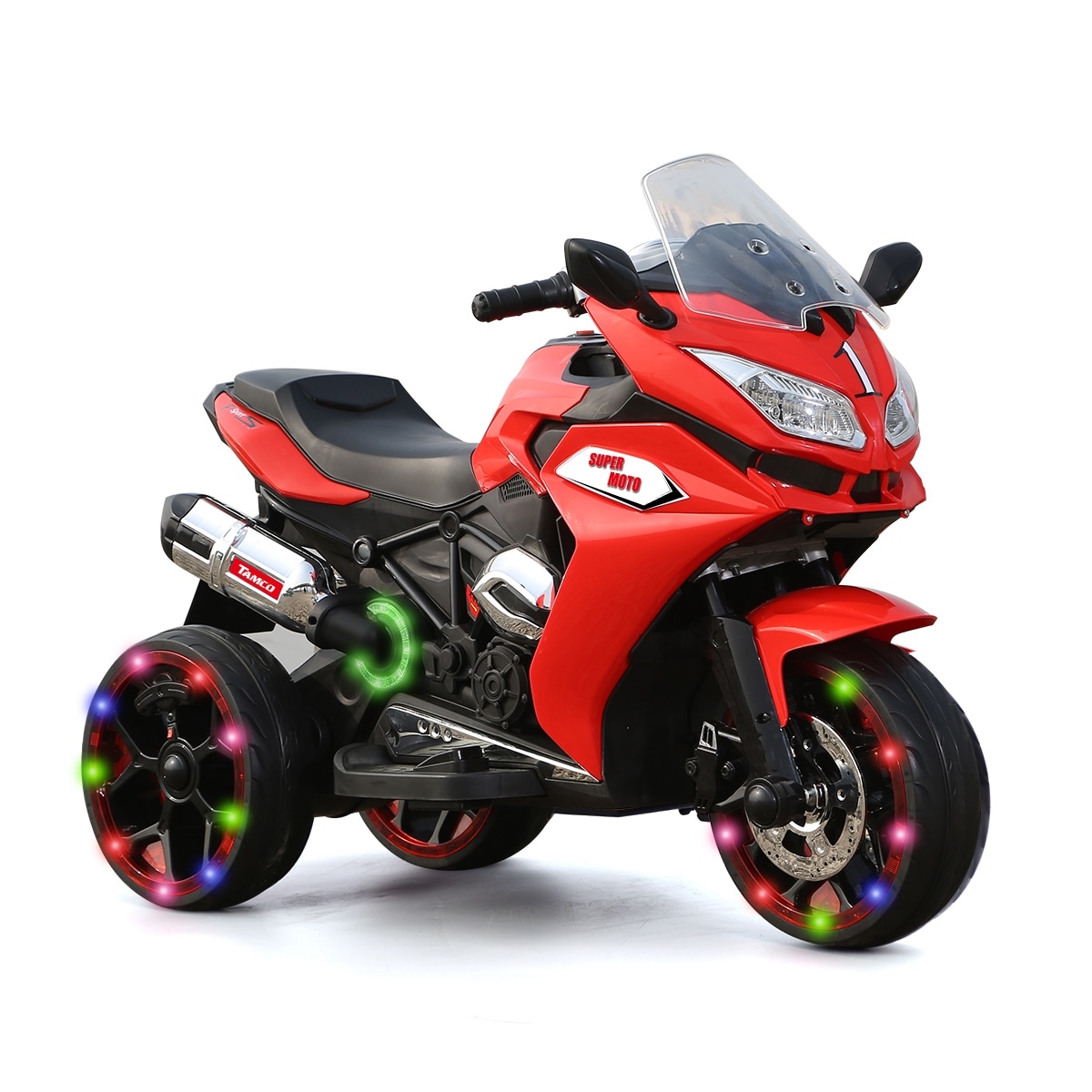 Red 12V Kids Electric motorcycle Three lighting Kids Electric toys Boys Girls Rechargeable 3 Wheels Ride on Electric Motorcycle