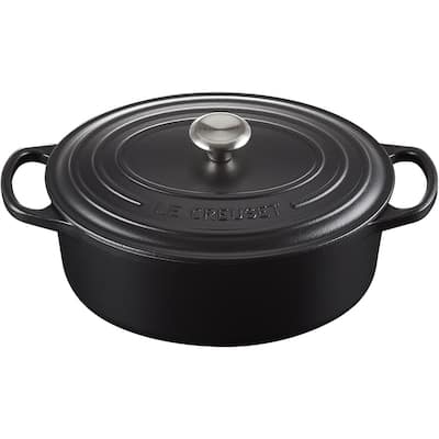 Le Creuset 4.7L Signature Cast Iron Oval Casserole Dish with Lid, Matte Black