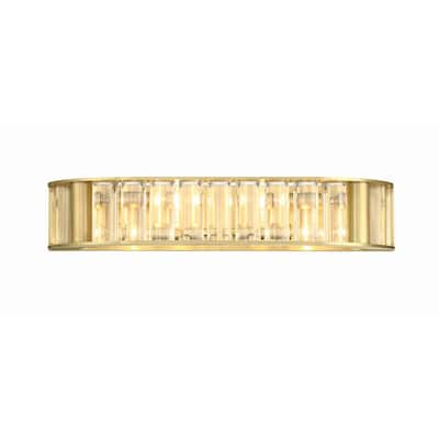 Libby Langdon for Crystorama Farris 4 Light Aged Brass Bathroom Vanity - 21.5"W x 4"H x 7"D
