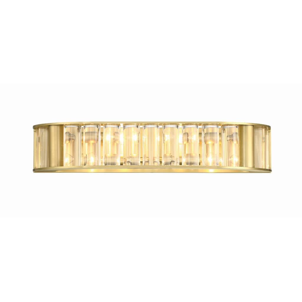 Libby Langdon for Crystorama Farris 4 Light Aged Brass Bathroom Vanity - 21.5"W x 4"H x 7"D
