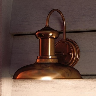 Luxury Industrial Chic Outdoor Wall Light, 10.75"H x 10"W, with Nautical Style Elements, Solid Copper Finish by Urban Ambiance