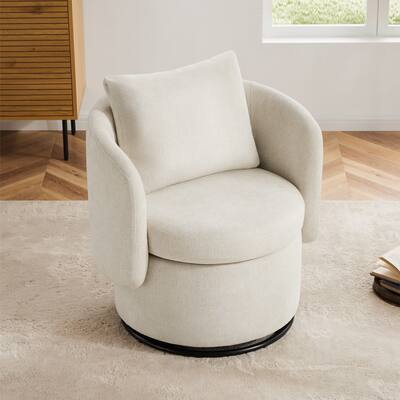 Amber Swivel Accent Chair with Storage Modern Barrel Armchair