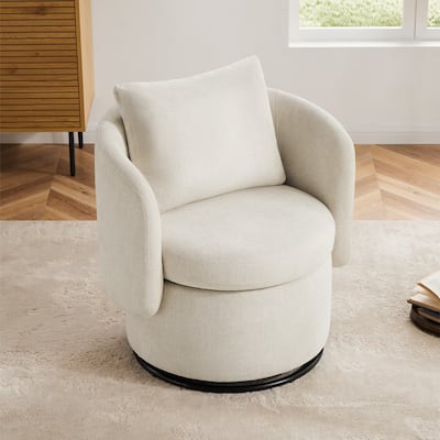Amber Swivel Accent Chair with Storage Modern Barrel Armchair