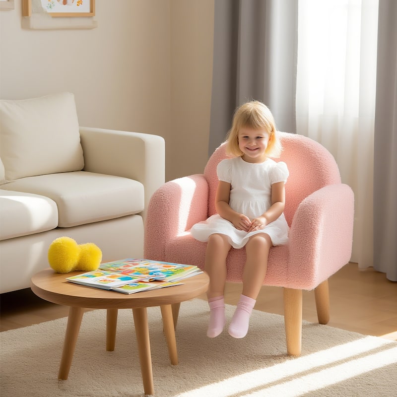 Gymax Soft Plush Kids Couch w/Comfy Backrest & Armrests Upholstered