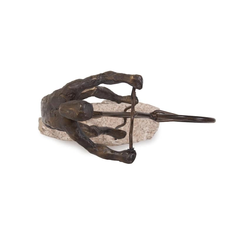 Allan Andrews Bronze Resin Cyclist Sculpture on Faux Rock - 13.25"H x 9.5"D x 4"W
