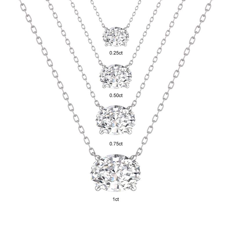 Marquee Lab Grown 1/2 Carat Floating Oval Diamond Solitaire Pendant in 14K White Gold
