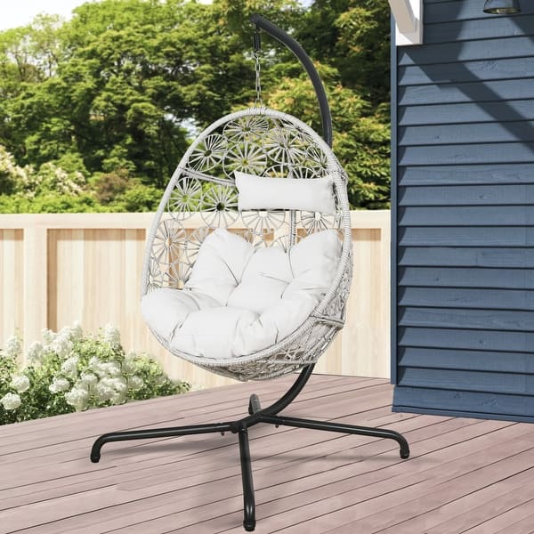 Wicker Hanging Basket Swing Chair Egg Chair with Cushion with Stand