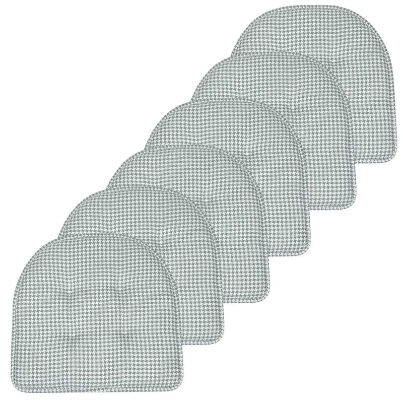 Sweet Home Collection Houndstooth Stitch U-Shaped Memory Foam Chair Cushions 17" x 16" - Set of 6 - Pistachio