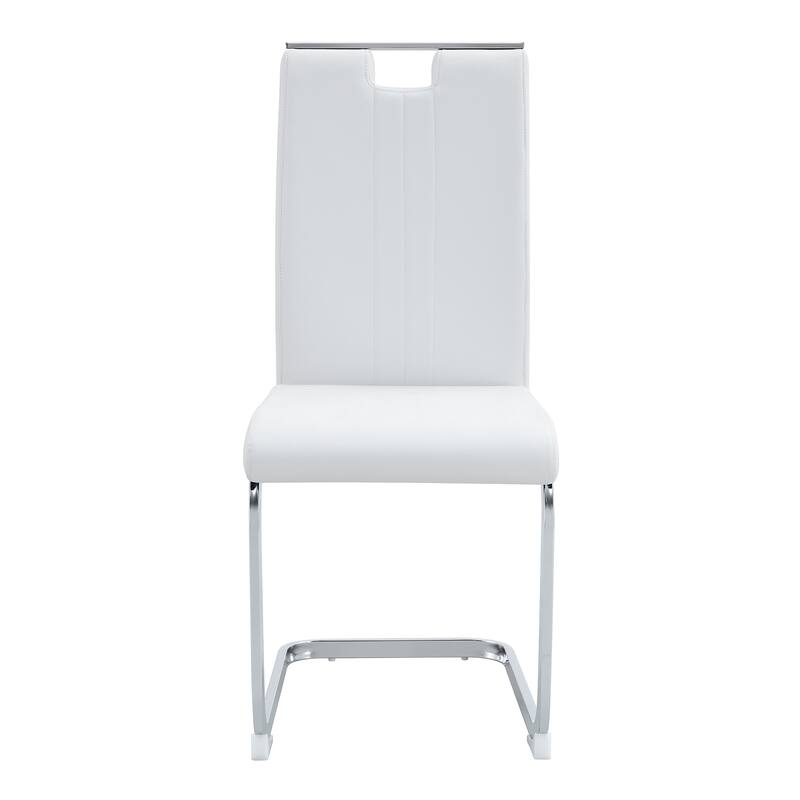 Set of 4 White Pu Material Bow-Shaped Chairs