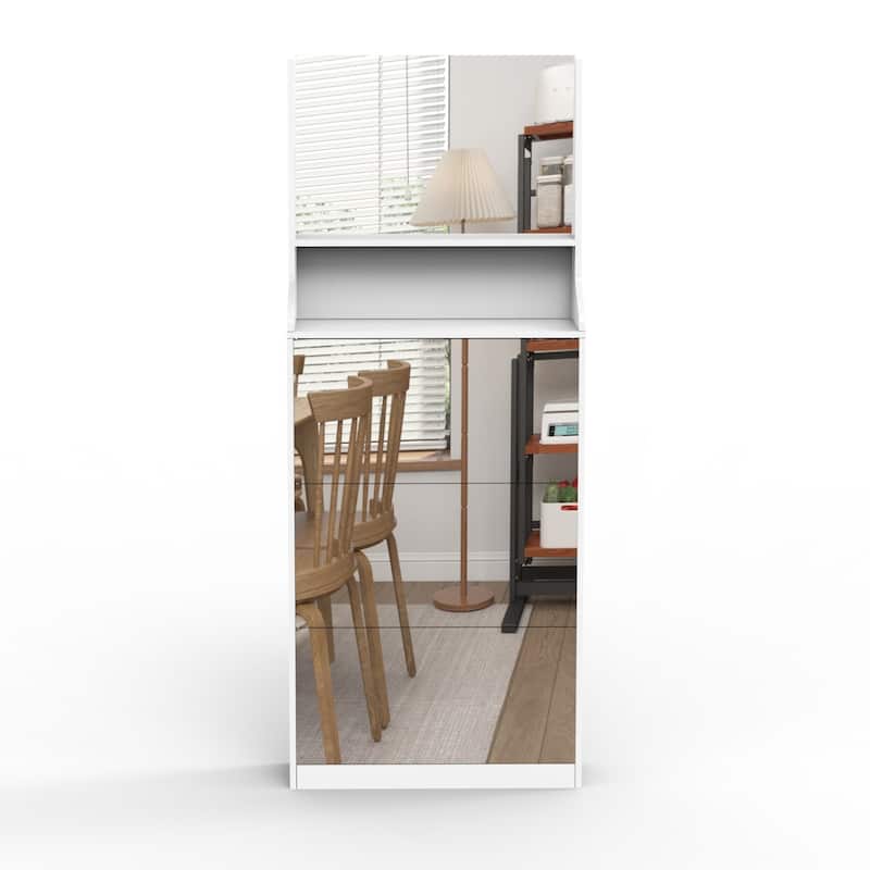 Shoe Cabinet with 3 mirrors,Shoe Storage Cabinet for Entryway,Vertical Shoe Cabinet