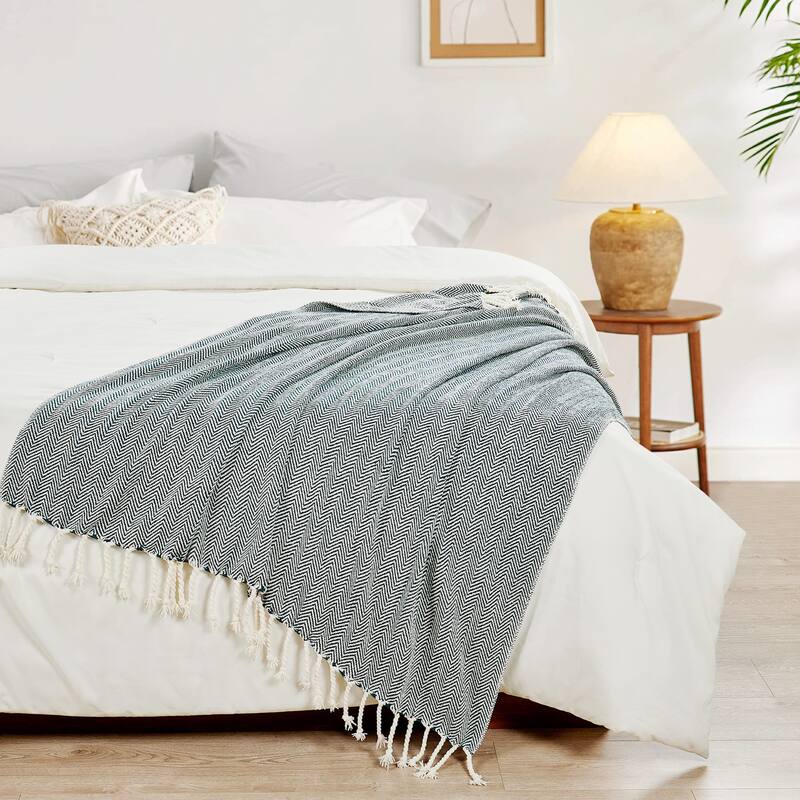 Extra Cozy Chevron Knit Throw Super Soft Knitted Blanket for Couch