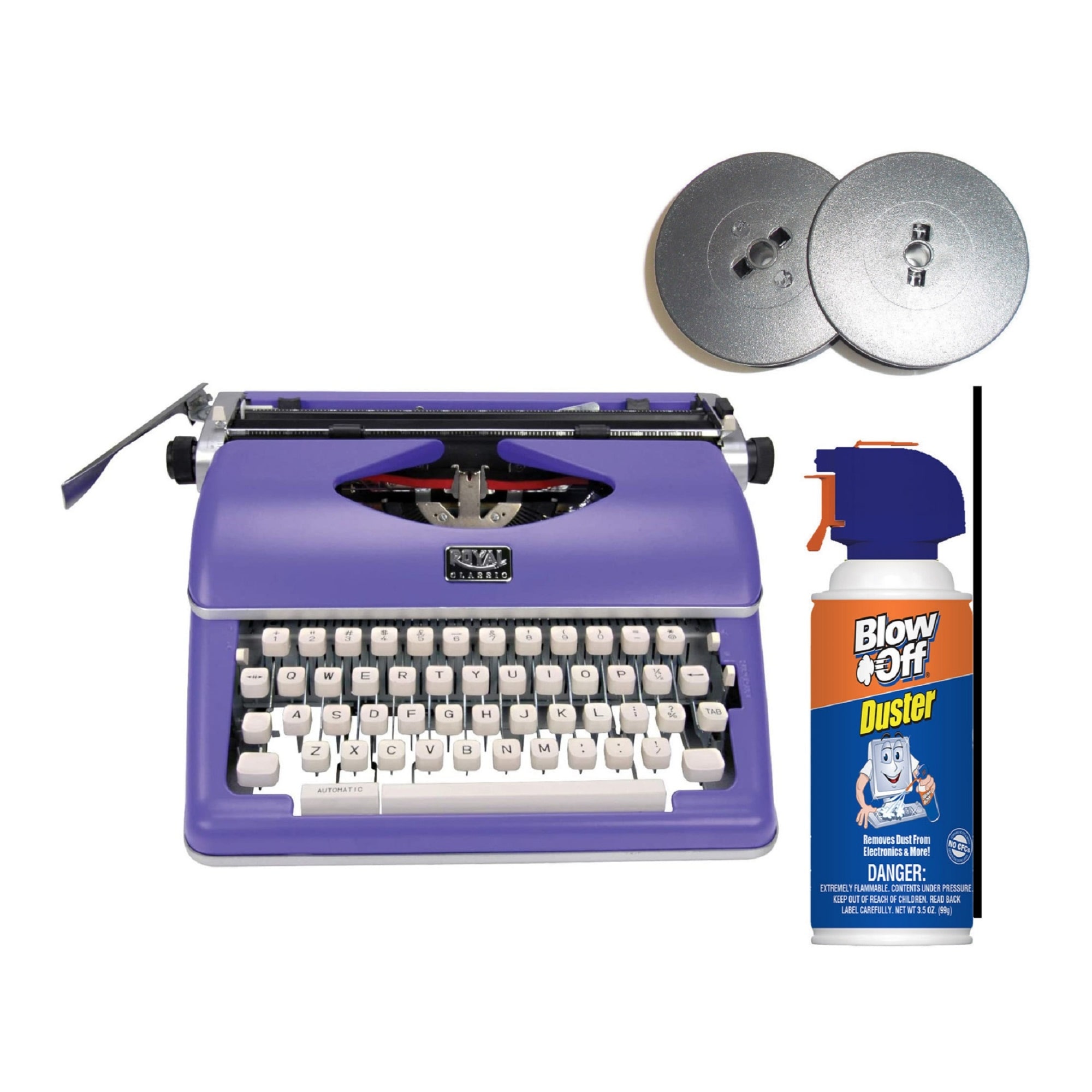 Royal Classic Retro Manual Typewriter (Purple) w/ Ribbons and Cleaqner - Purple