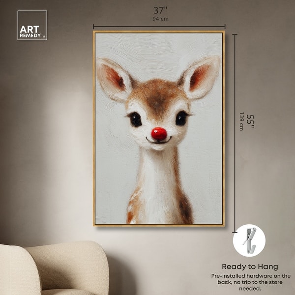 dimension image slide 5 of 24, Baby Rudolph Christmas Wall Decor Canvas Print by Art Remedy