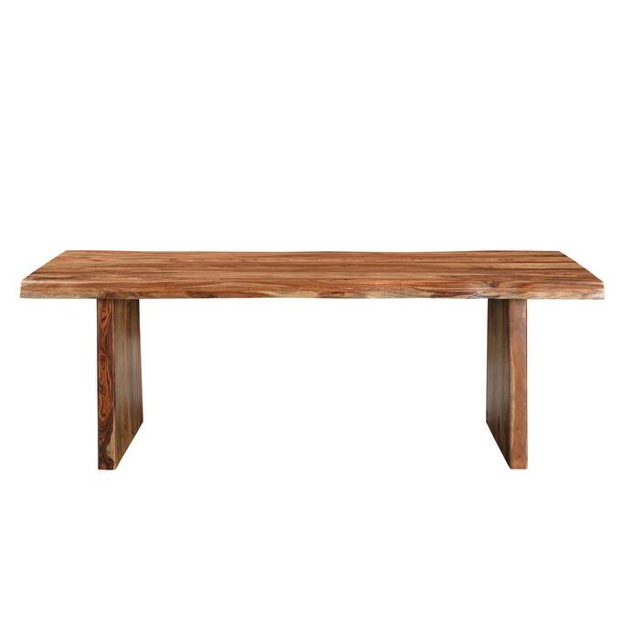 HomeRoots 86" Brown Wood Double Pedestal Live Edge Dining Table - 86.00 in. x 30.00 in. x 40.00 in.