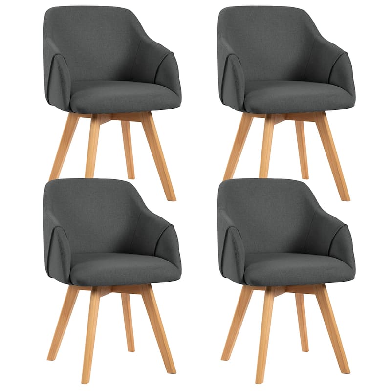 Upholstered Swivel Dining Chairs Set of 2 with Solid Wood Legs - 33.1" H x 21.5" W x 22.5" D - Set of 4 - Dark Grey