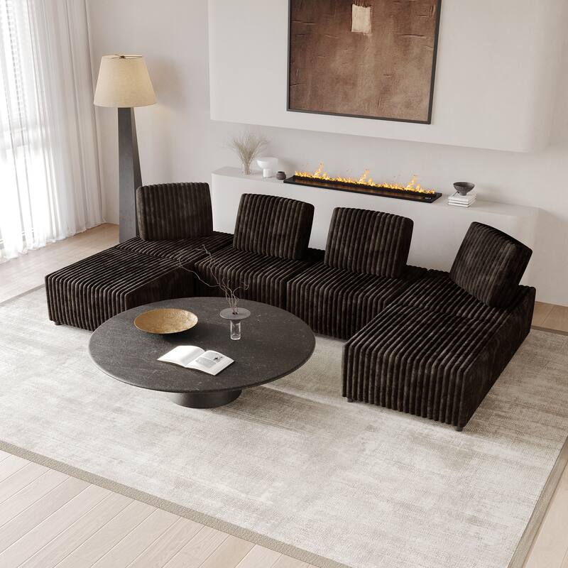 CraftPorch Luxurious Velvet Upholstered 6 Pieces Modular Set