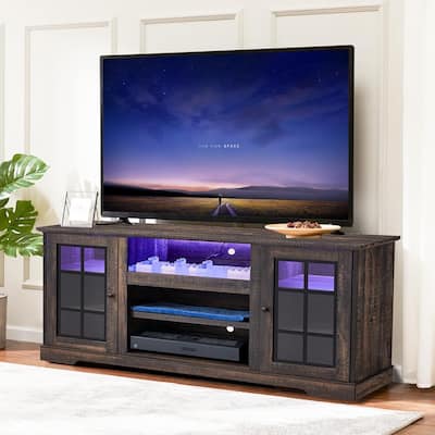 EROMMY 65 Inch TV Stand, Modern Entertainment Center with LED Lights & Storage. - 65inch.