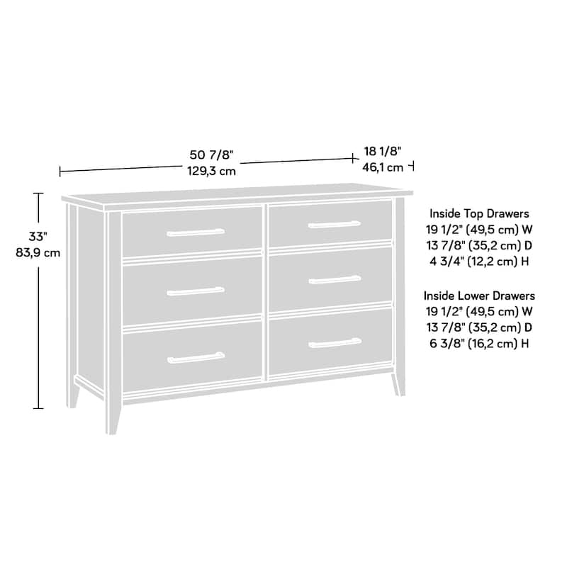 Engineered Wood Transitional Dresser with Six Spacious Drawers