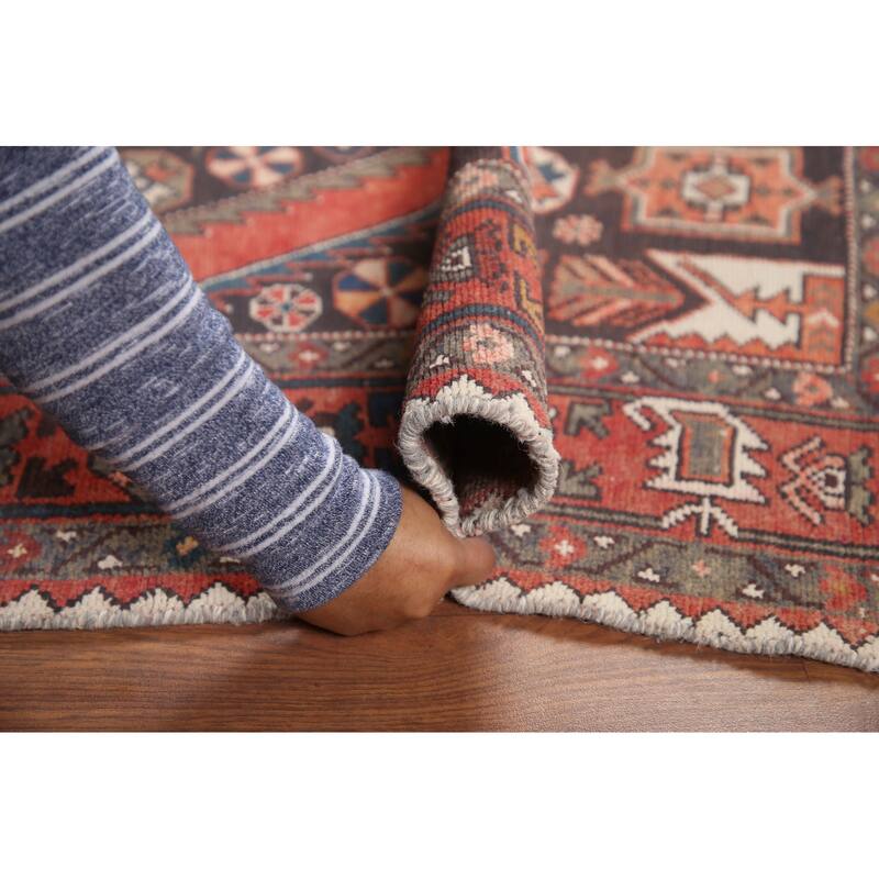 Hand Knotted Oriental 100% Wool Carpet Traditional Tribal Greys & Charcoal Hamedan Area Rug - 7' 1'' X 4' 2''