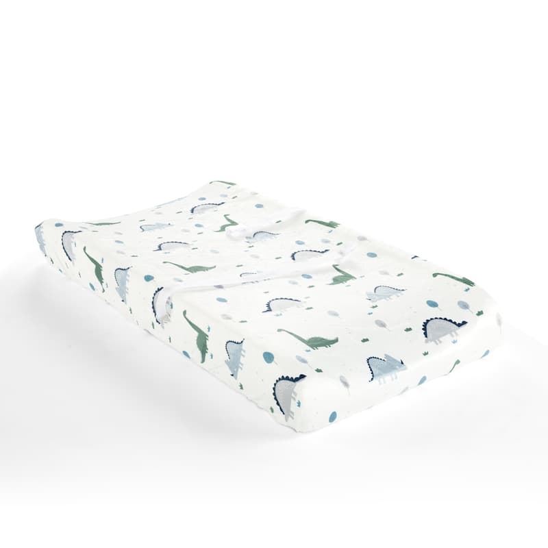 Lush Decor Dinosaurs Roar Soft & Plush Changing Pad Cover - 32" x 16" - Dusty Teal/Grey