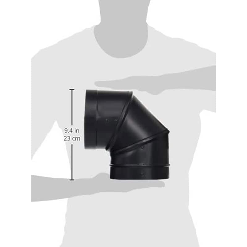 DuraVent DuraBlack 6" Drip Free Single Wall 90 Degree Elbow Stove Pipe, Black - 1.7