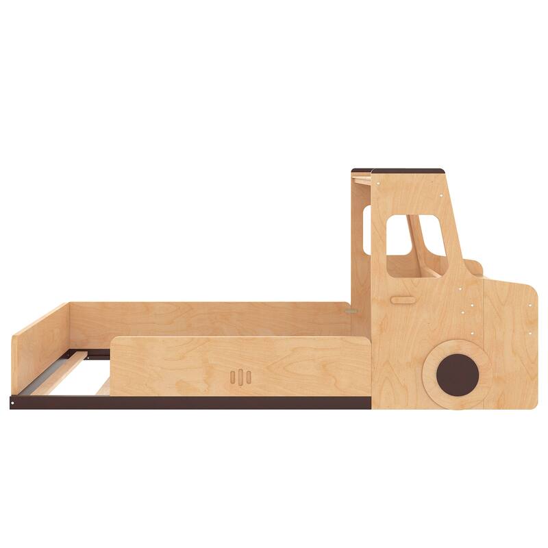 Roomfitters Car Shaped Floor Bed with Storage Drawers and Desk, Solid Wood Frame with Window