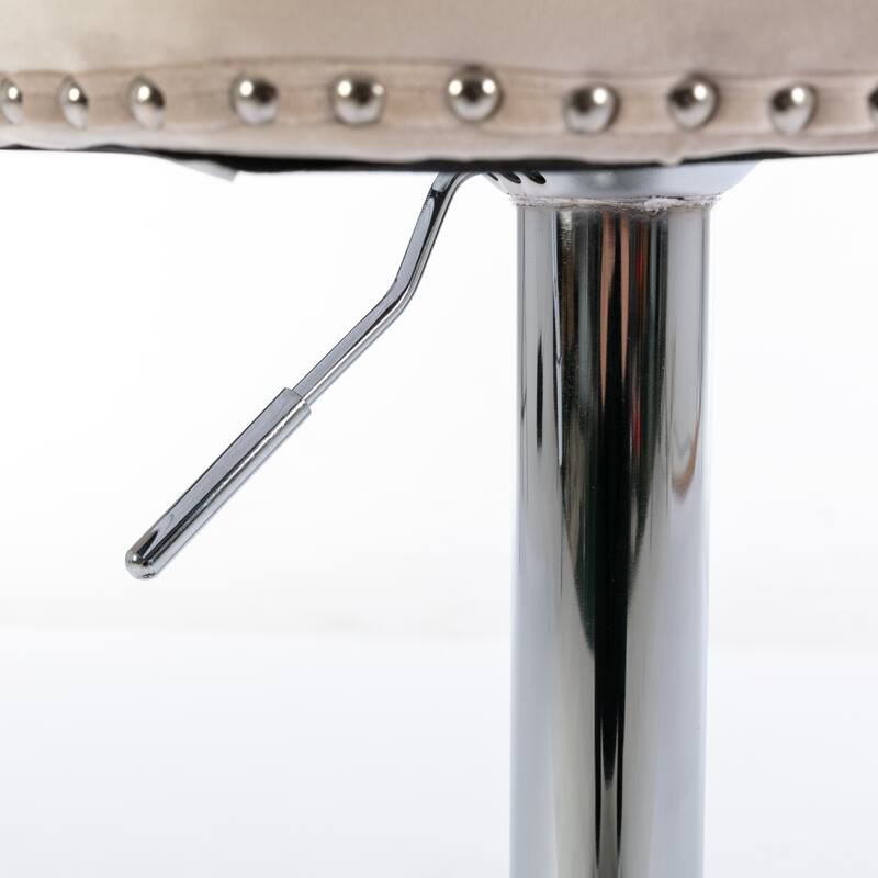 Swivel Velvet Barstools Adjusatble Seat Height from 25-33 Inch, Modern Upholstered Chrome base Bar Stools