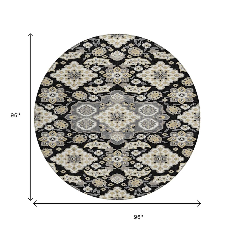 HomeRoots Medallion Traditional Rectangle Outdoor Rug