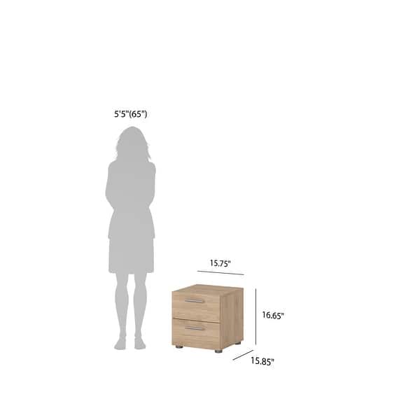 dimension image slide 11 of 13, Porch & Den Angus Foiled 2-drawer Nightstand