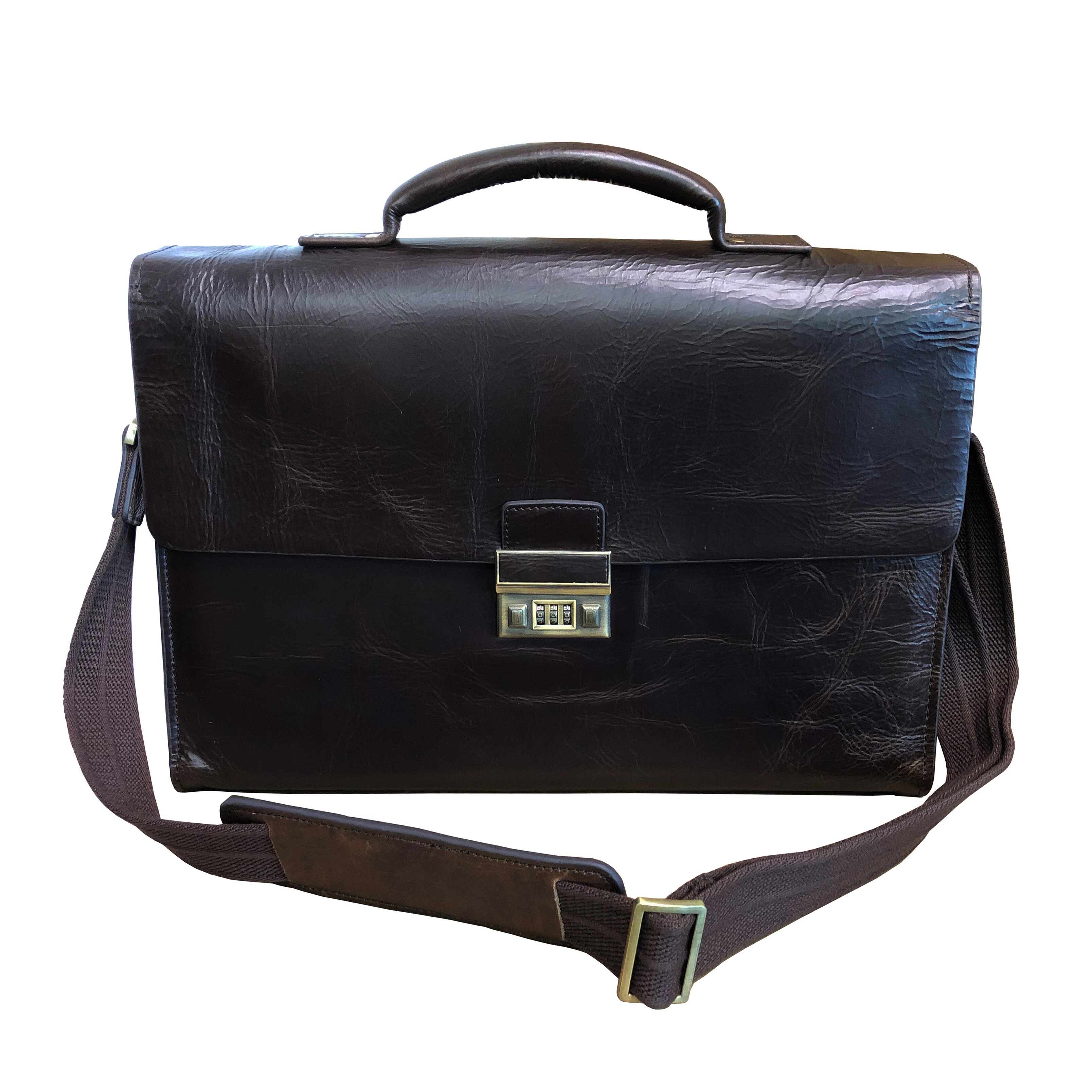 distressed leather briefcase