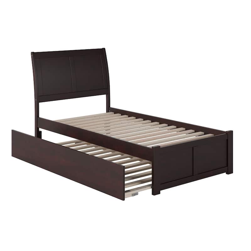 Portland Platform Bed with Footboard and Twin XL Trundle