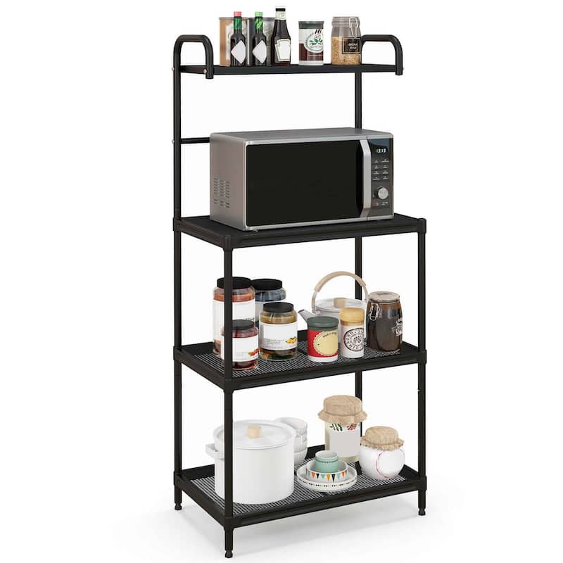 4-Tier Kitchen Microwave Storage Rack Oven Stand - Black