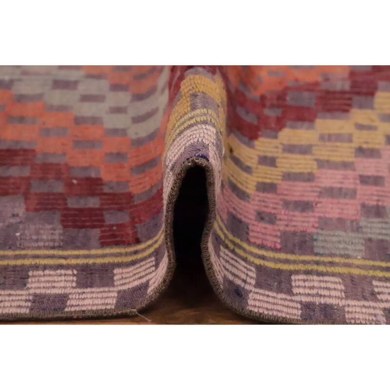 Hand Woven Oriental 100% Wool Carpet Southwestern Tribal Multi-Colored Kilim Area Rug - 9' 2'' X 5' 10''