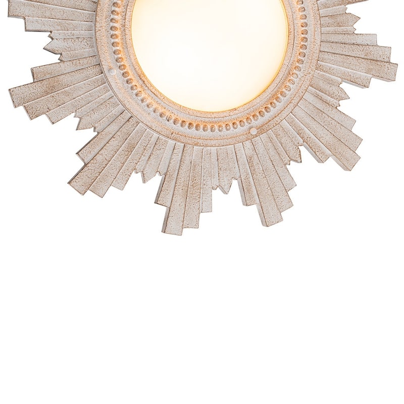 Antique Art Deco Wood Style Sunburst Flush Mount Light Wall Decor