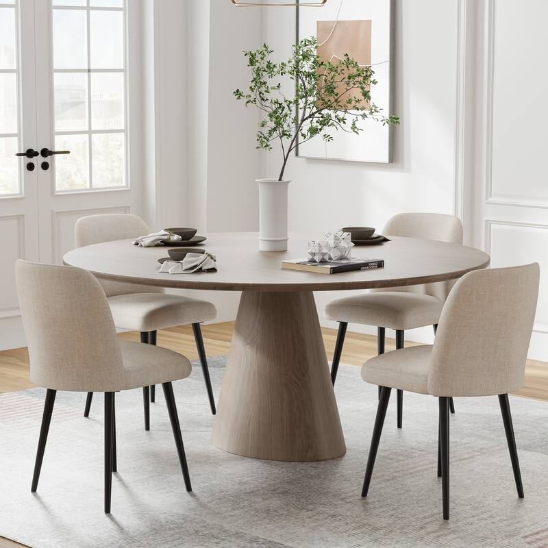 2Pcs Upholstered Dining Chairs Modern Fabric Kitchen Chairs with Padded Seat & Sturdy Metal Legs Side Chairs