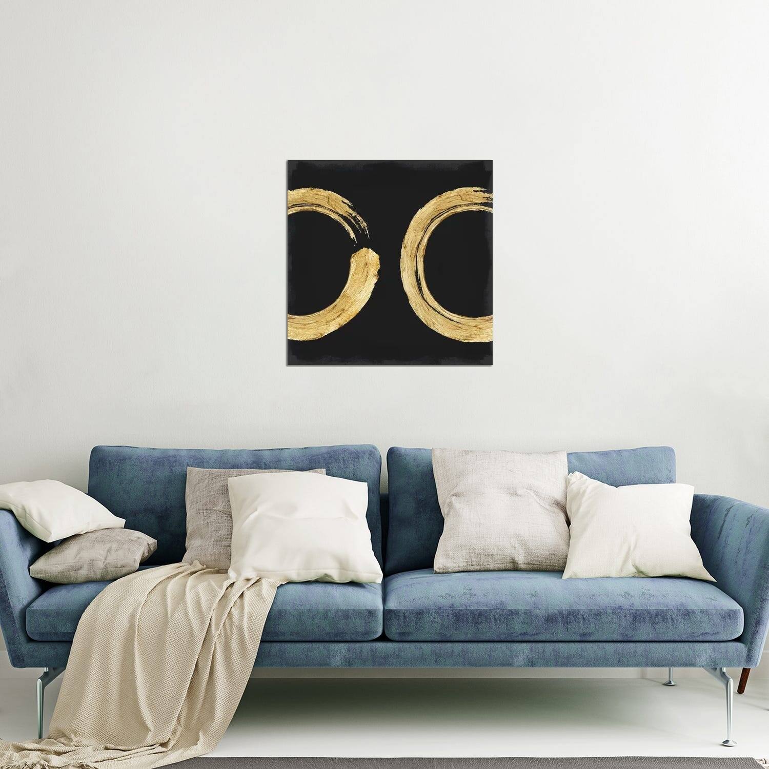 Gold Zen Circle On Black II Print On Acrylic Glass by Ellie Roberts