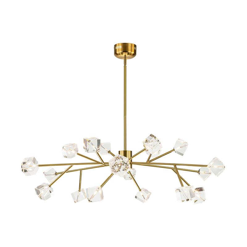 18-Light Modern Glam Luxury Sputnik Linear Cluster Crystal Chandelier for Dining Room/Living Room
